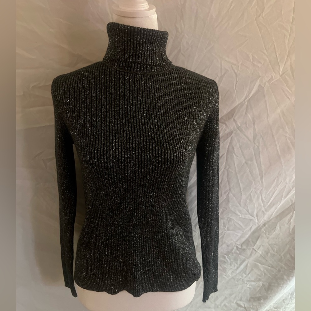 Ralph Lauren Shimmering Black Turtleneck Sweater